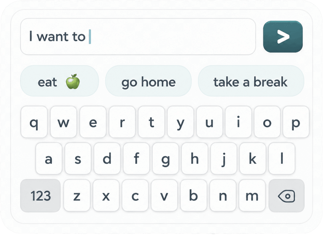 Keyboard composer with word predictions